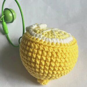 Handmade Cotton Woven Lemon Key Chain Ring for Women Girl Bag Hanging Cute Gift